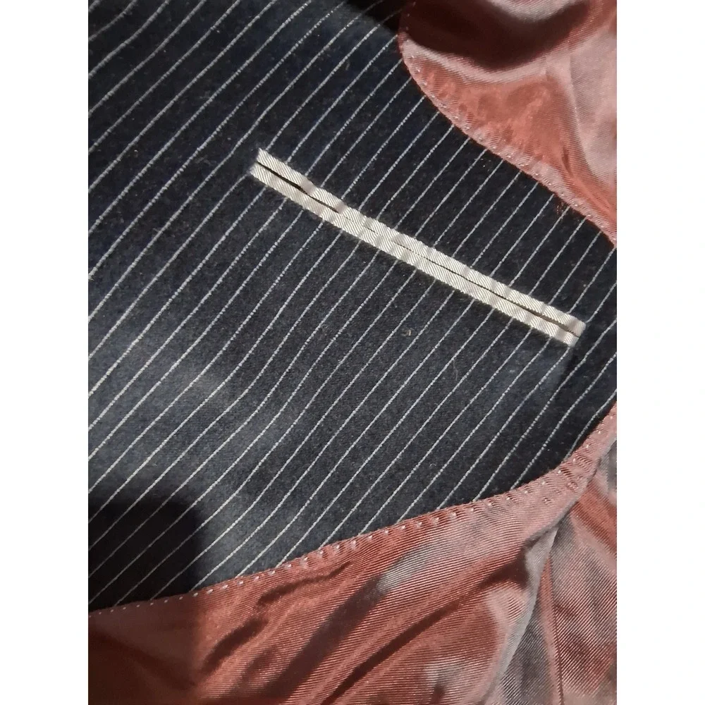 Ted Baker Endurance‎ Blk Pinstripe Mens size 40L Velour Two-Button Preppy Blazer